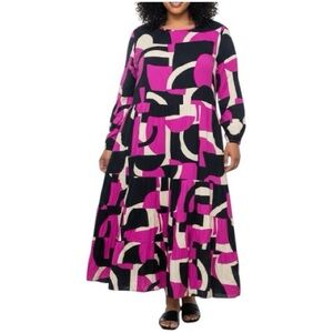 Avenue Pink and Black Geometric Print
Maxi Dress NEW WITH TAGS - Size 26/28